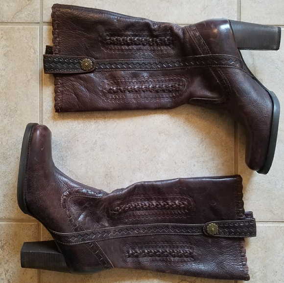 Gianni Bini Shoes - Gianni Bini Leather Brown Mid Calf Heeled Boots